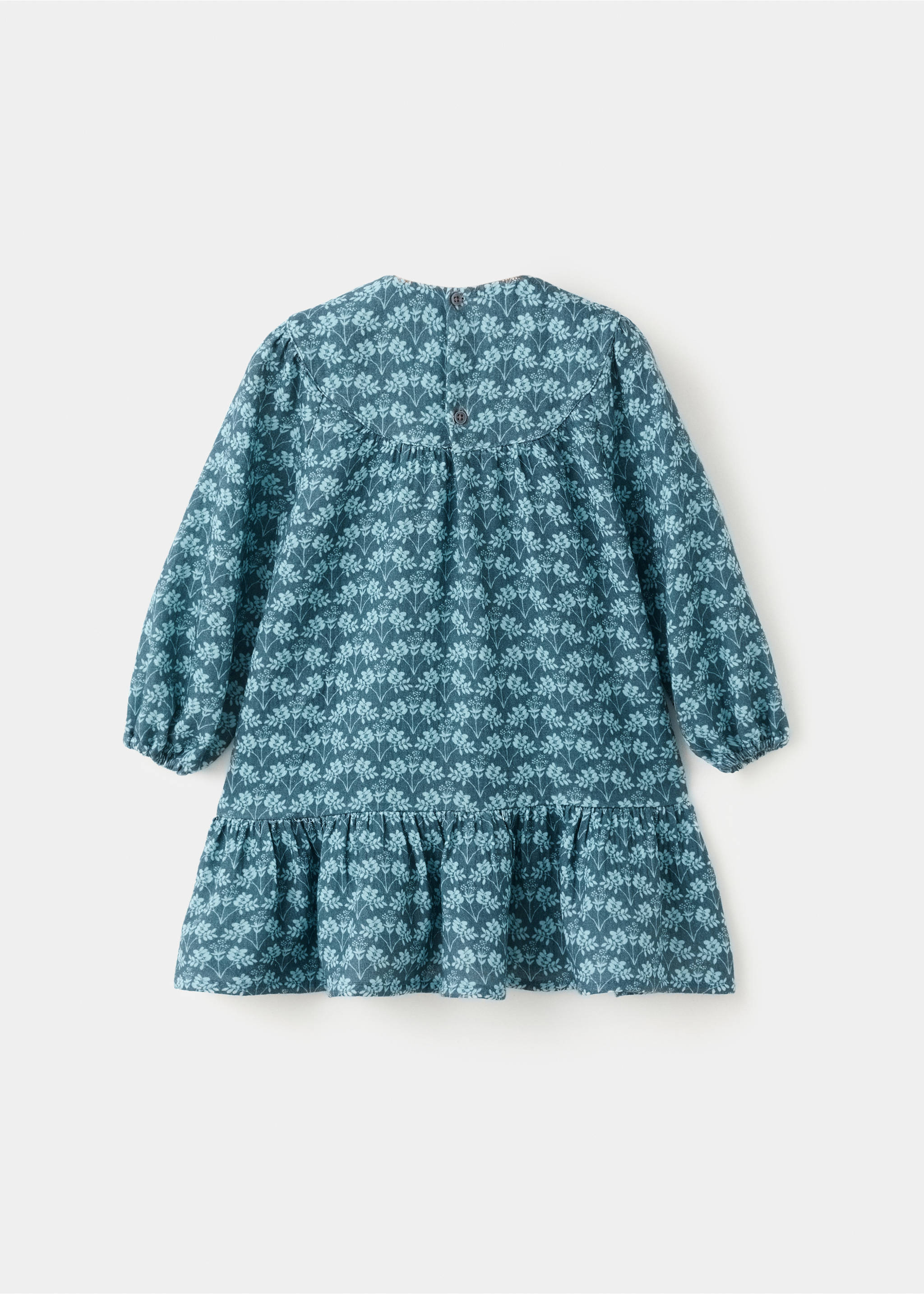 Vestido algodón flores - Reverso del artículo, Esmeralda. Ref: 27091174-00.