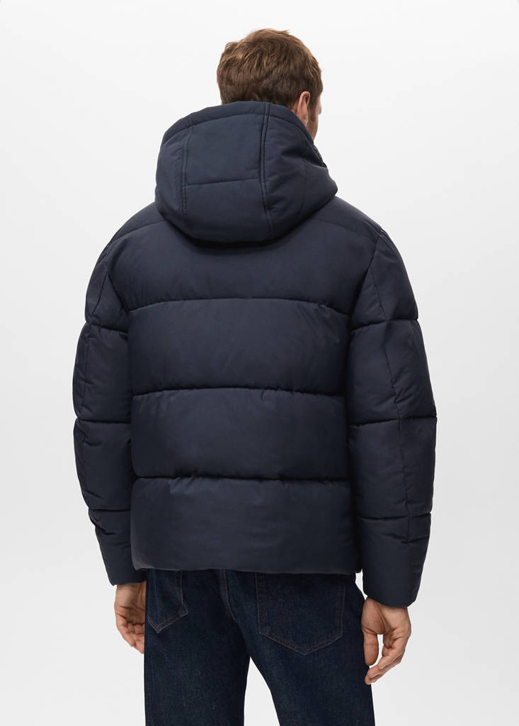 Short water-repellent puffer jacket — Navy