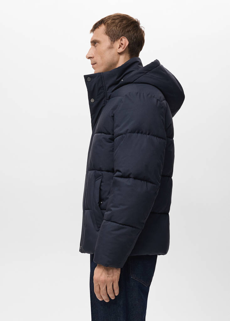 Short water-repellent puffer jacket — Navy