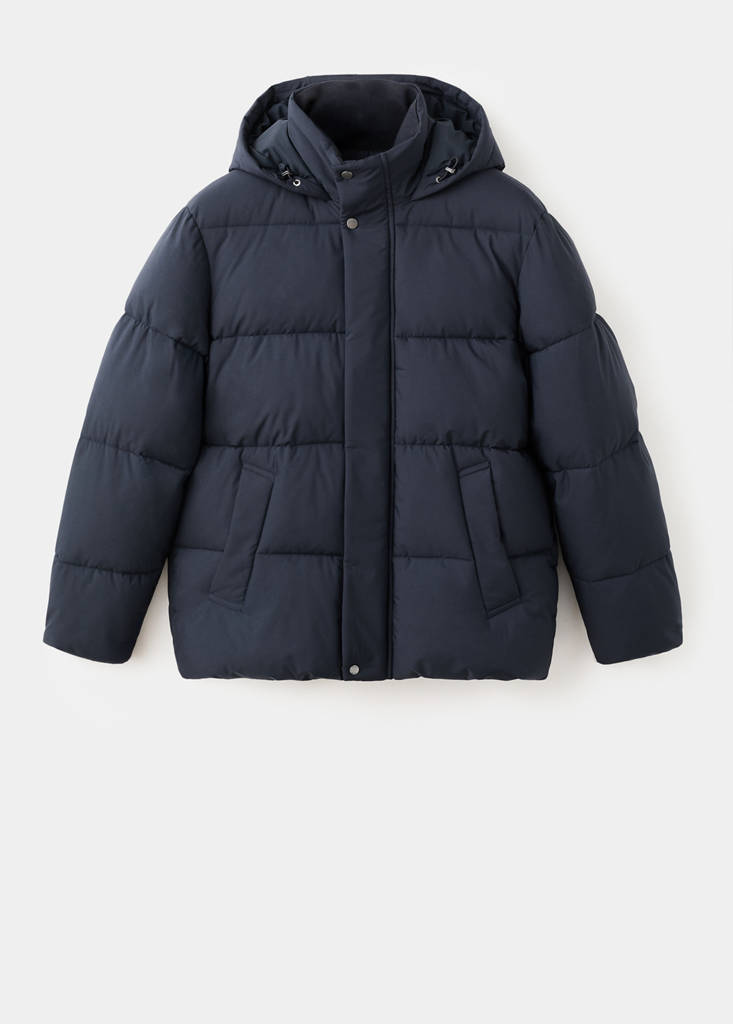 Short water-repellent puffer jacket — Navy