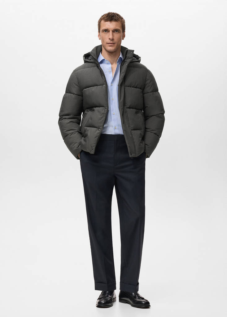 Short water-repellent puffer jacket — Grey