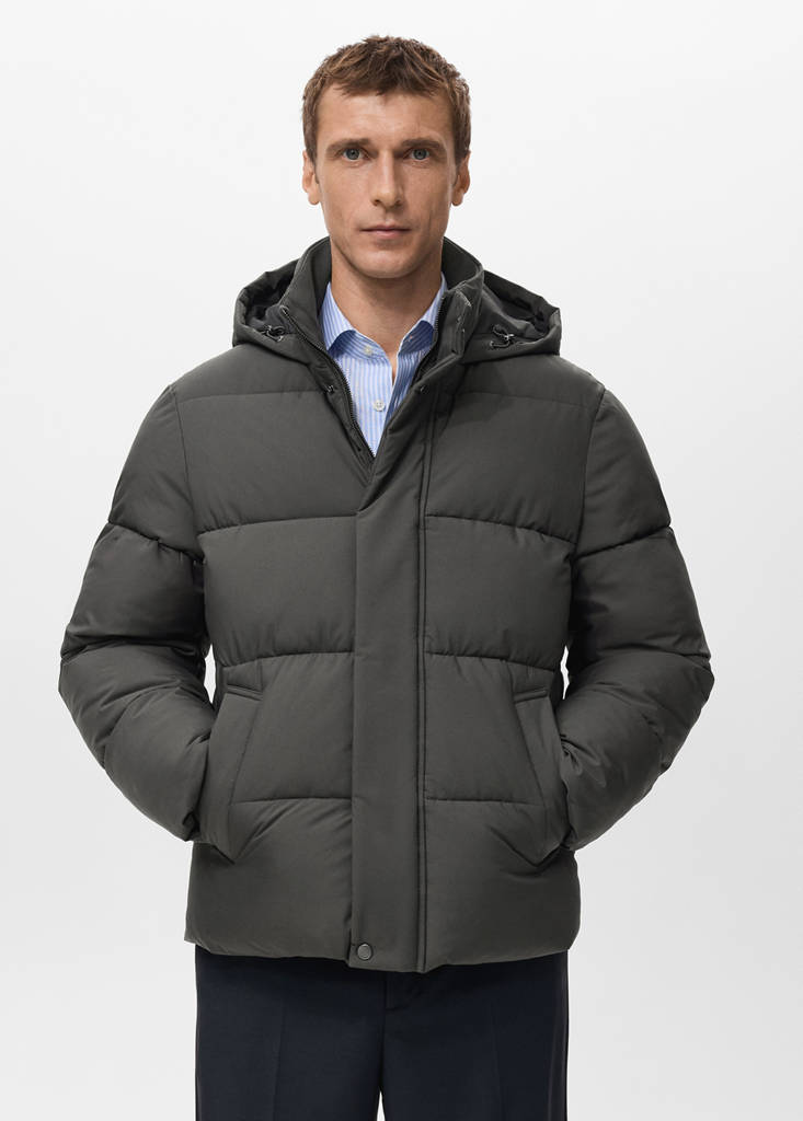Short water-repellent puffer jacket — Grey