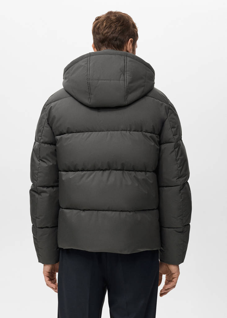 Short water-repellent puffer jacket — Grey