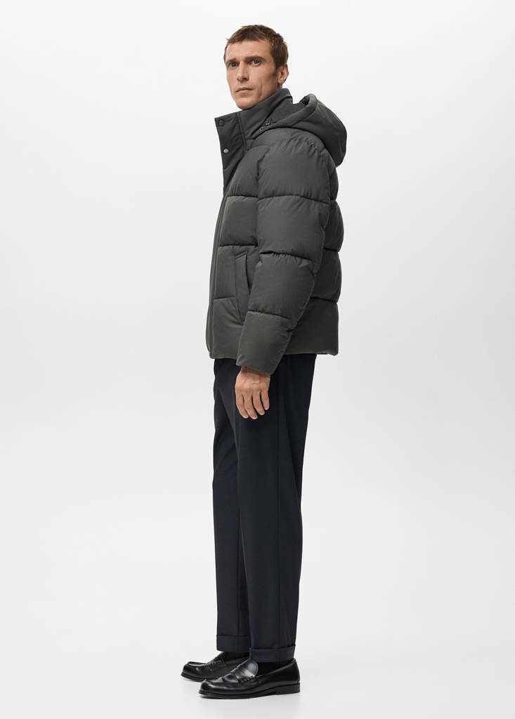 Short water-repellent puffer jacket — Grey