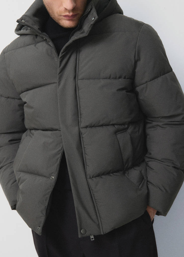 Short water-repellent puffer jacket — Grey
