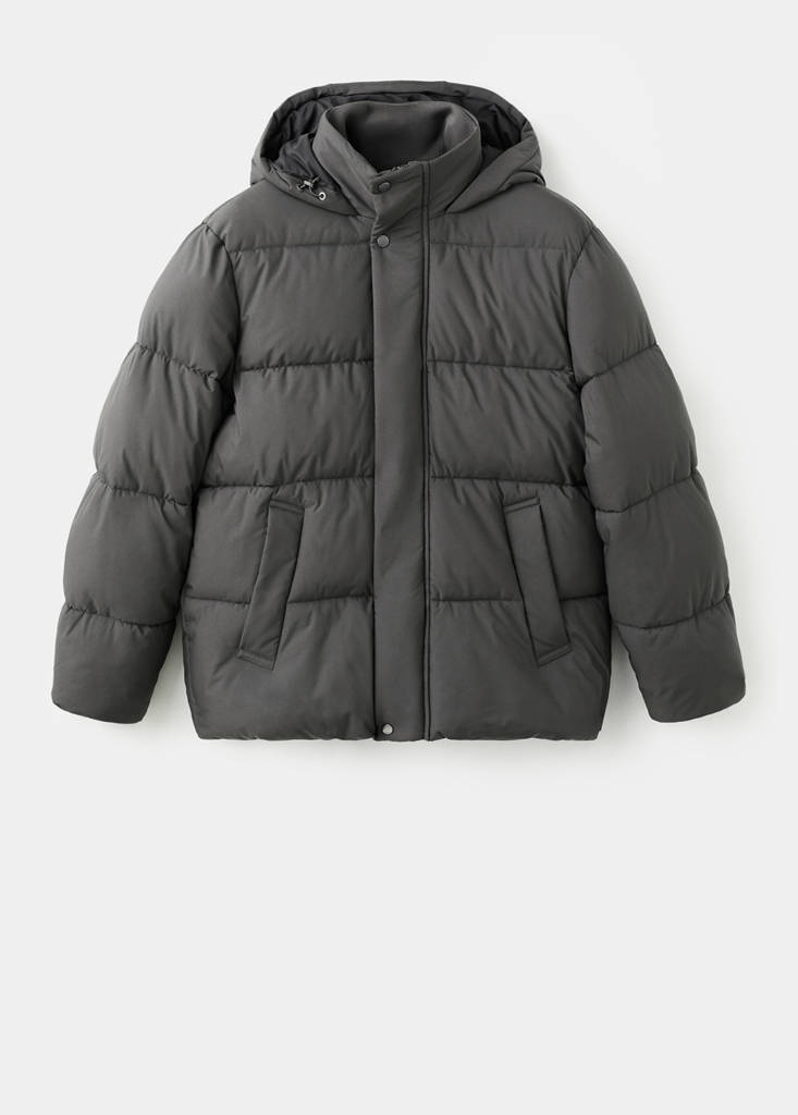 Short water-repellent puffer jacket — Grey