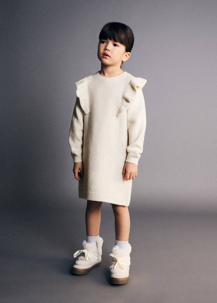 Lurex ruffled dress — Beige