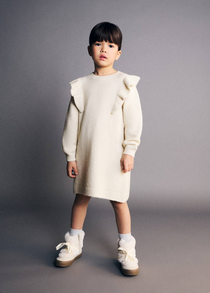 Lurex ruffled dress — Beige