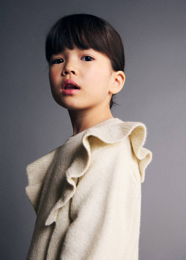 Lurex ruffled dress — Beige