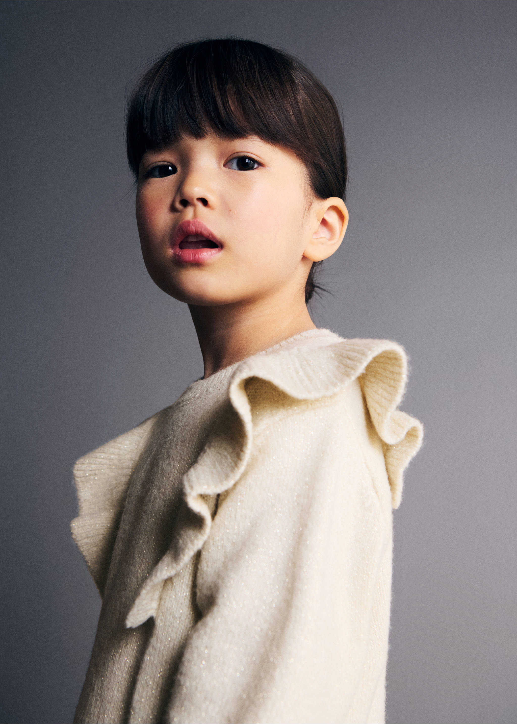 Lurex ruffled dress - Details of the article 1, Beige. Ref: 27091180-00.