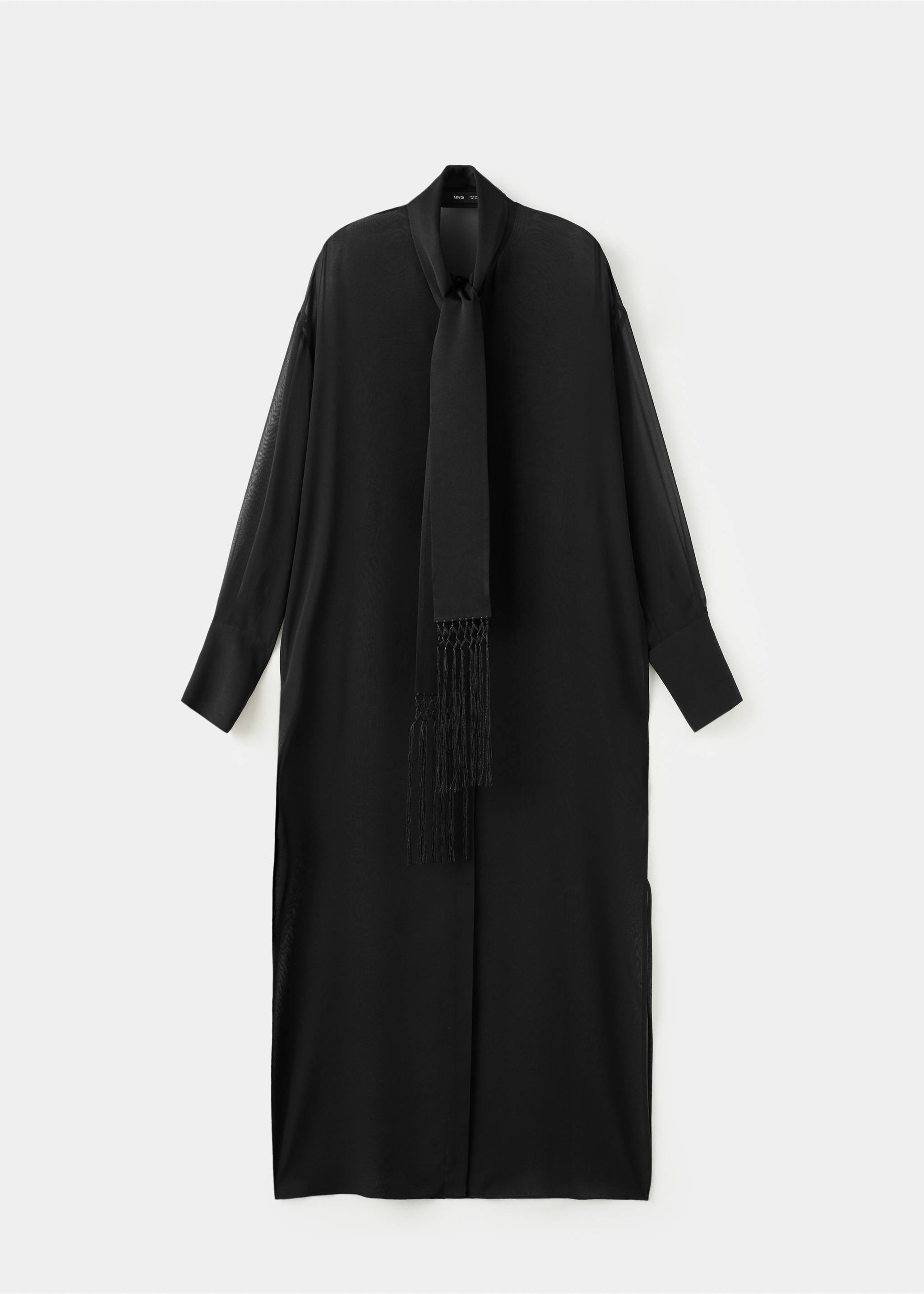 Long silk shirt with foulard - Article without model, Black. Ref: 27091182-00.