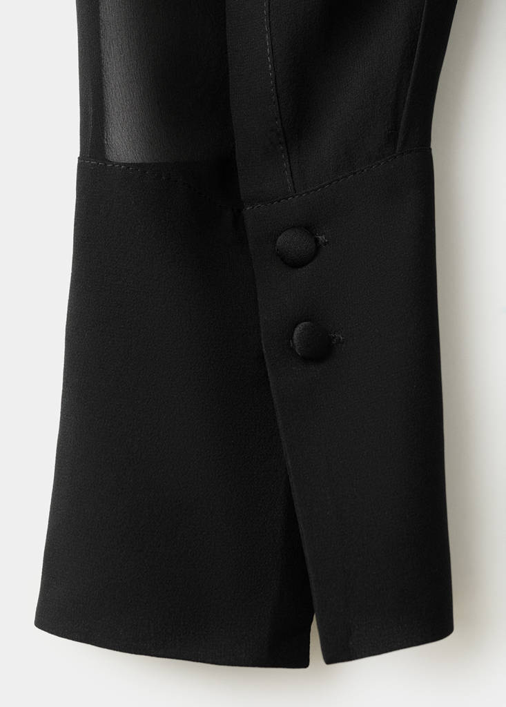 Long silk shirt with foulard — Black