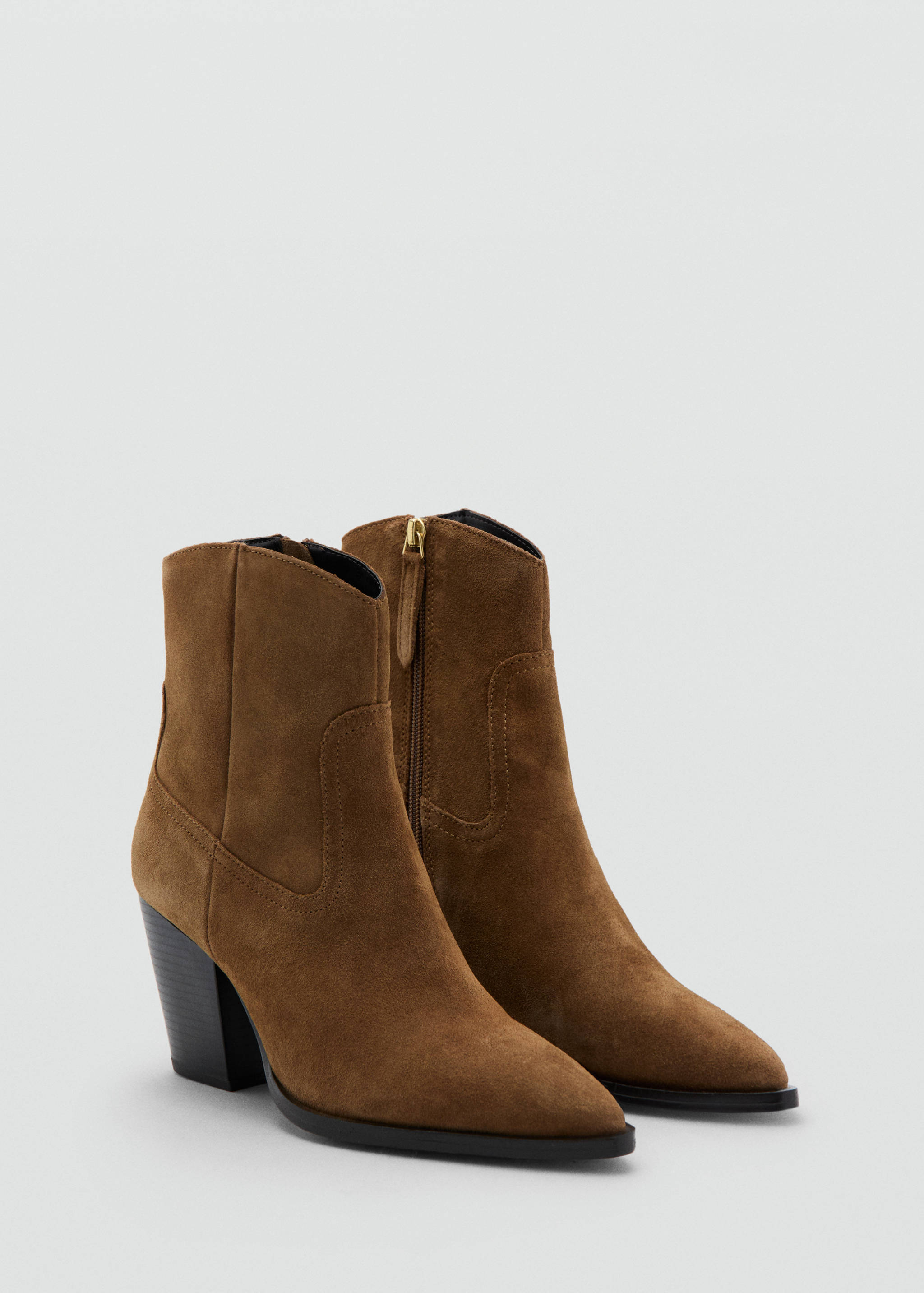 Suede block-heel boots - Medium plane