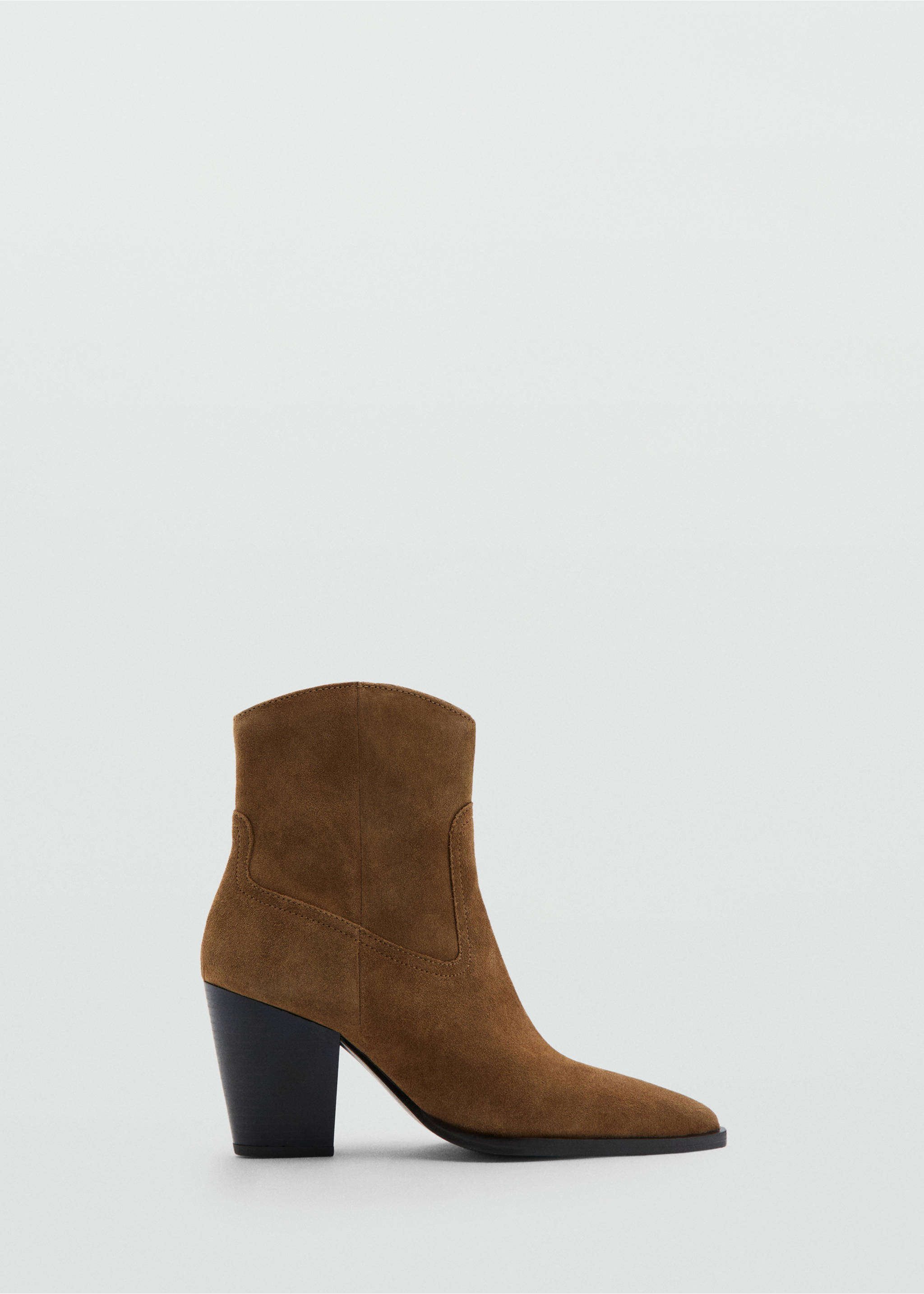 Suede block-heel boots - Article without model, Tobacco Brown. Ref: 27091185-00.