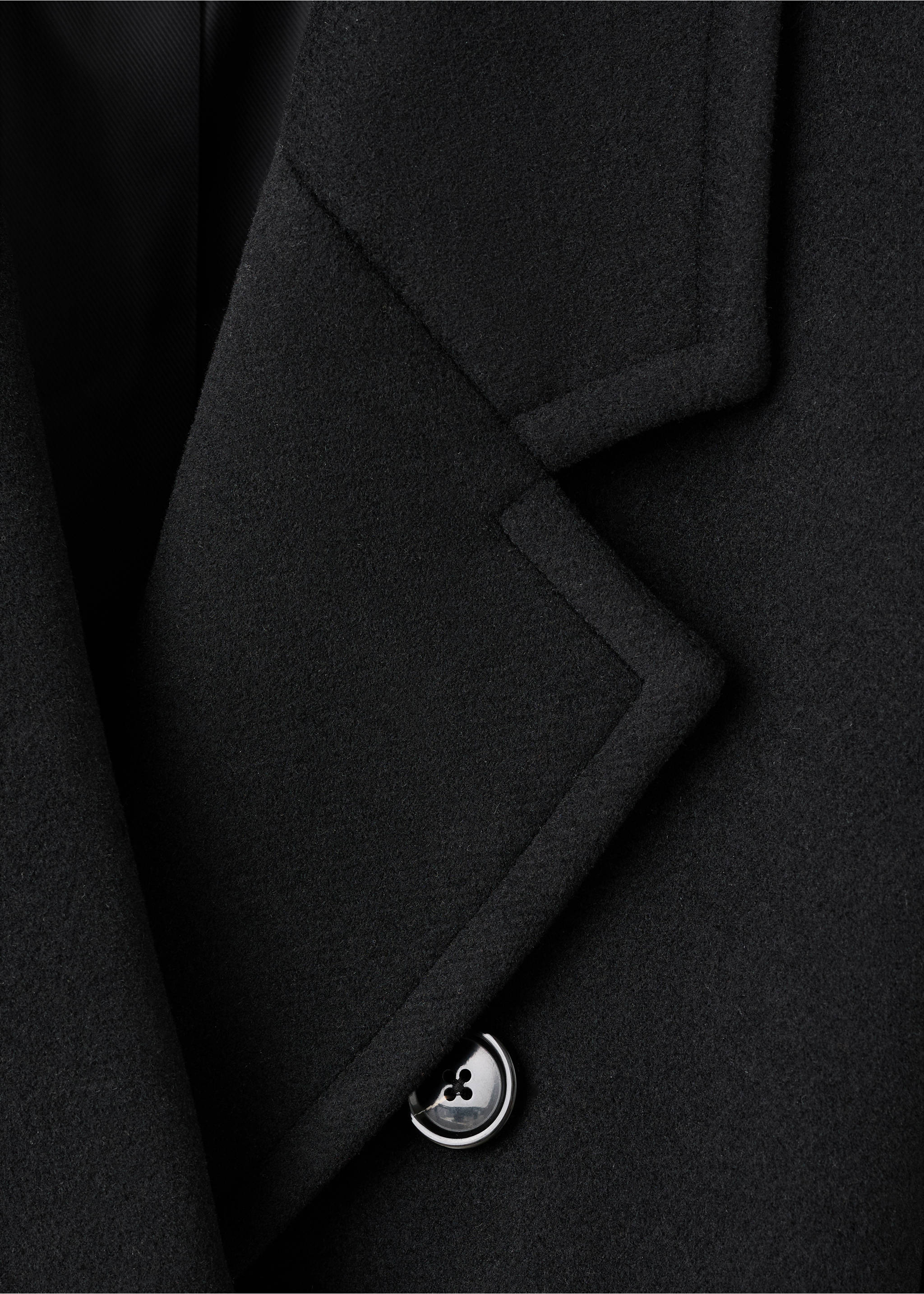 Vlněný kabát s dvouřadým zapínáním - Detail zboží 8, Černá. Ref: 27091186-00.