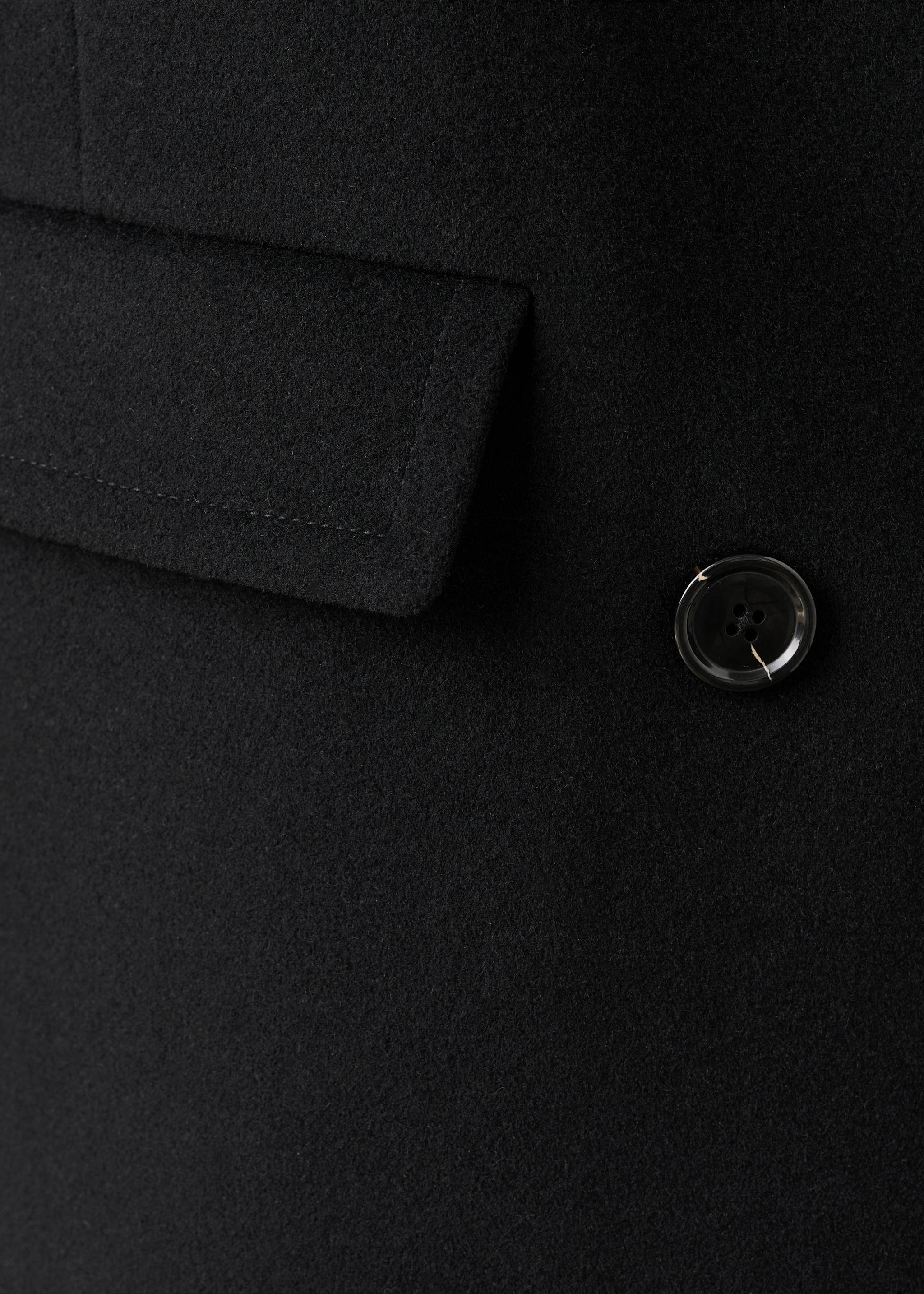 Vlněný kabát s dvouřadým zapínáním - Detail zboží 0, Černá. Ref: 27091186-00.