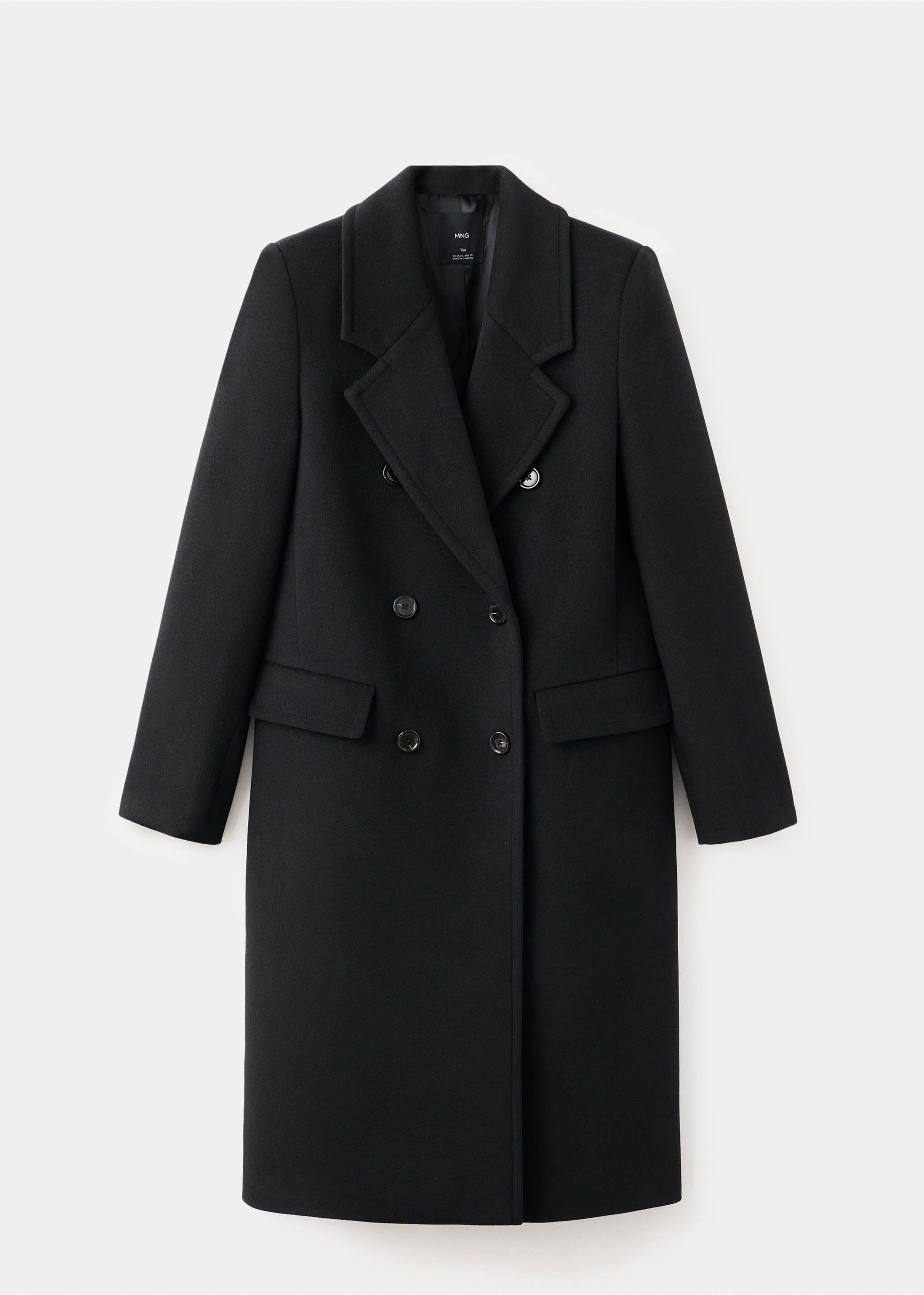 Manteau en laine à double boutonnage - Article sans modèle, Noir. Ref: 27091186-00.