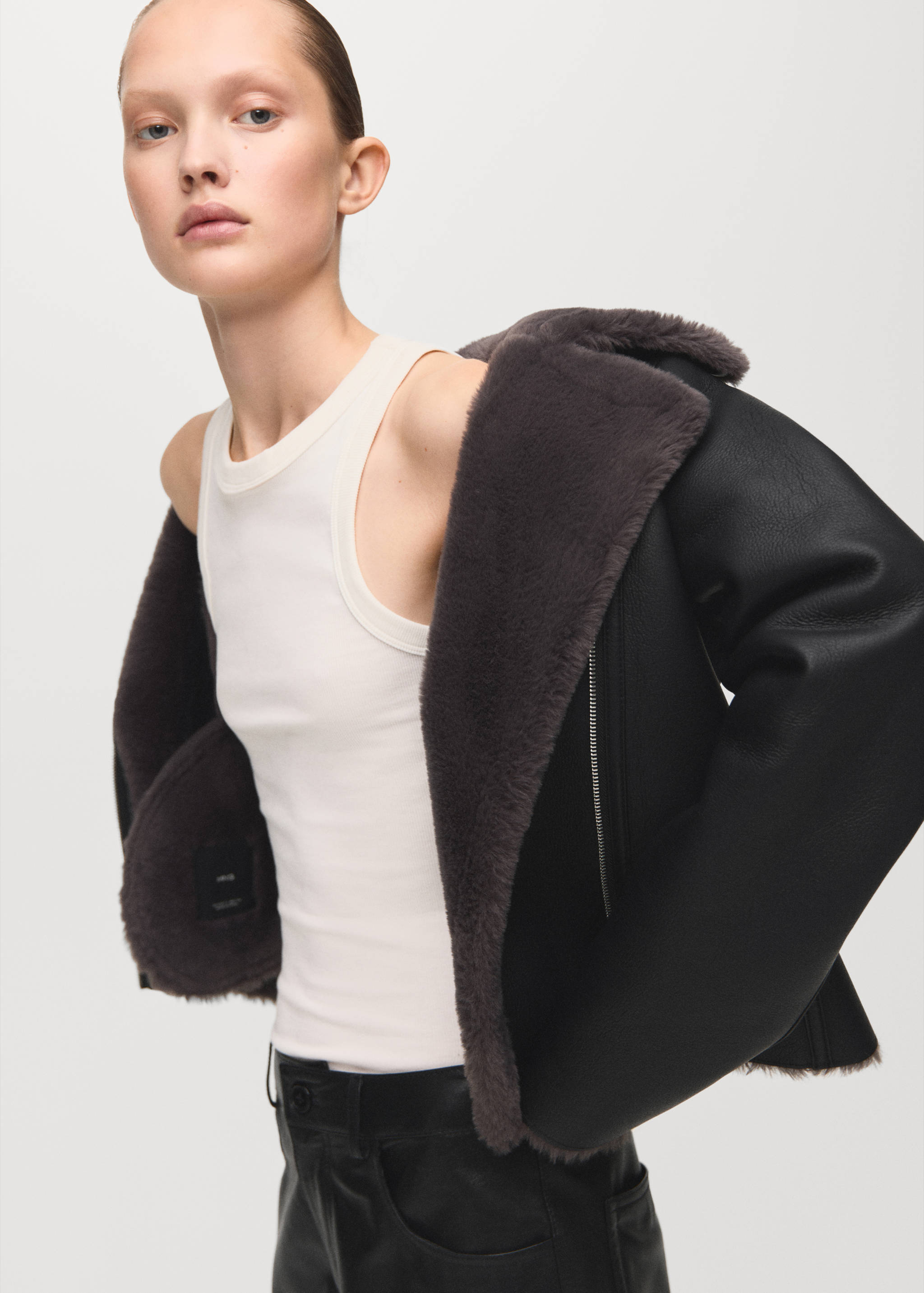 Veste biker fourrure synthétique - Détail de l'article 6