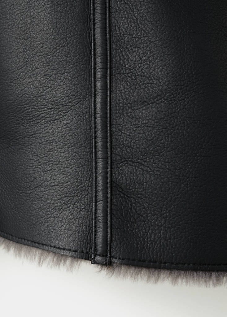Faux-fur biker jacket — Black