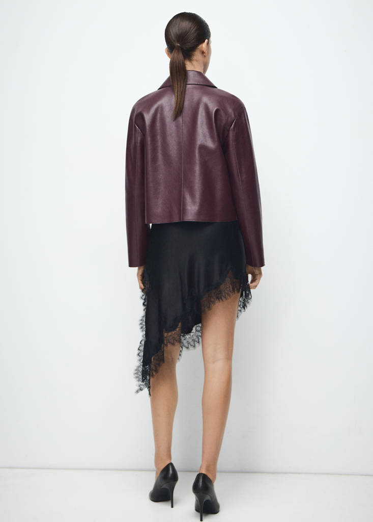 Faux-leather jacket with pockets — Maroon