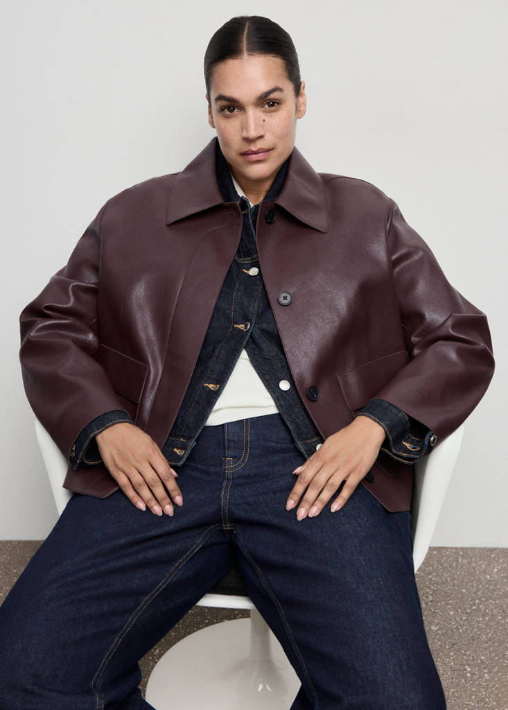 Faux-leather jacket with pockets — Maroon