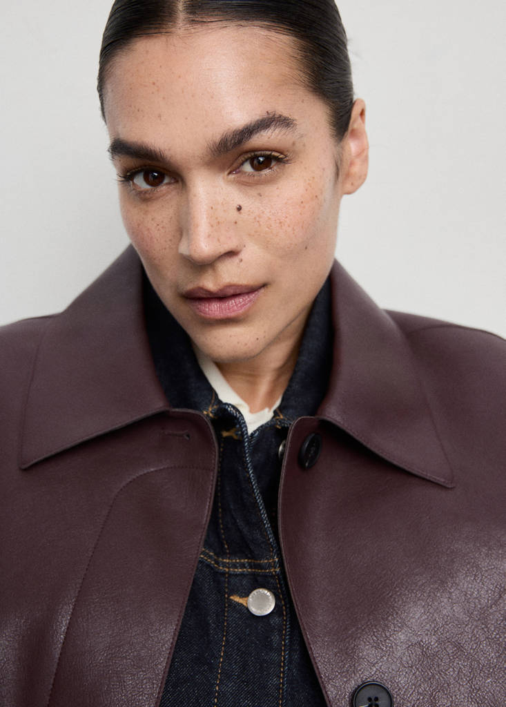 Faux-leather jacket with pockets — Maroon