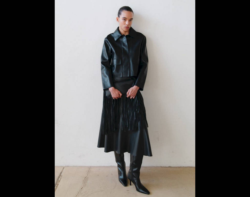 Faux-leather jacket with pockets