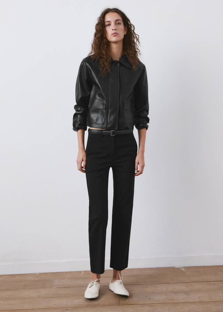 Faux-leather jacket with pockets — Black