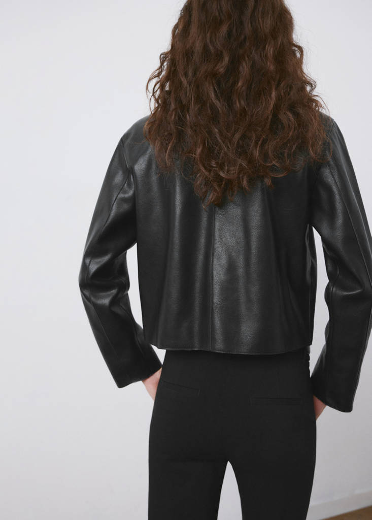 Faux-leather jacket with pockets — Black