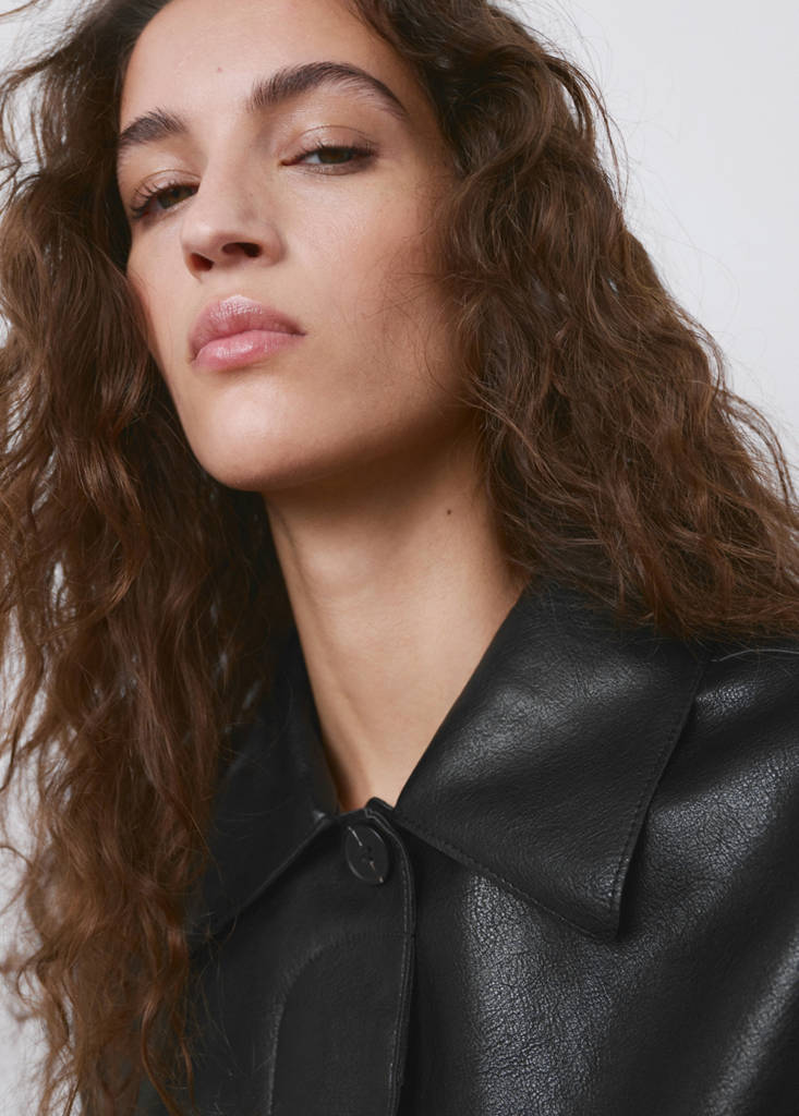 Faux-leather jacket with pockets — Black