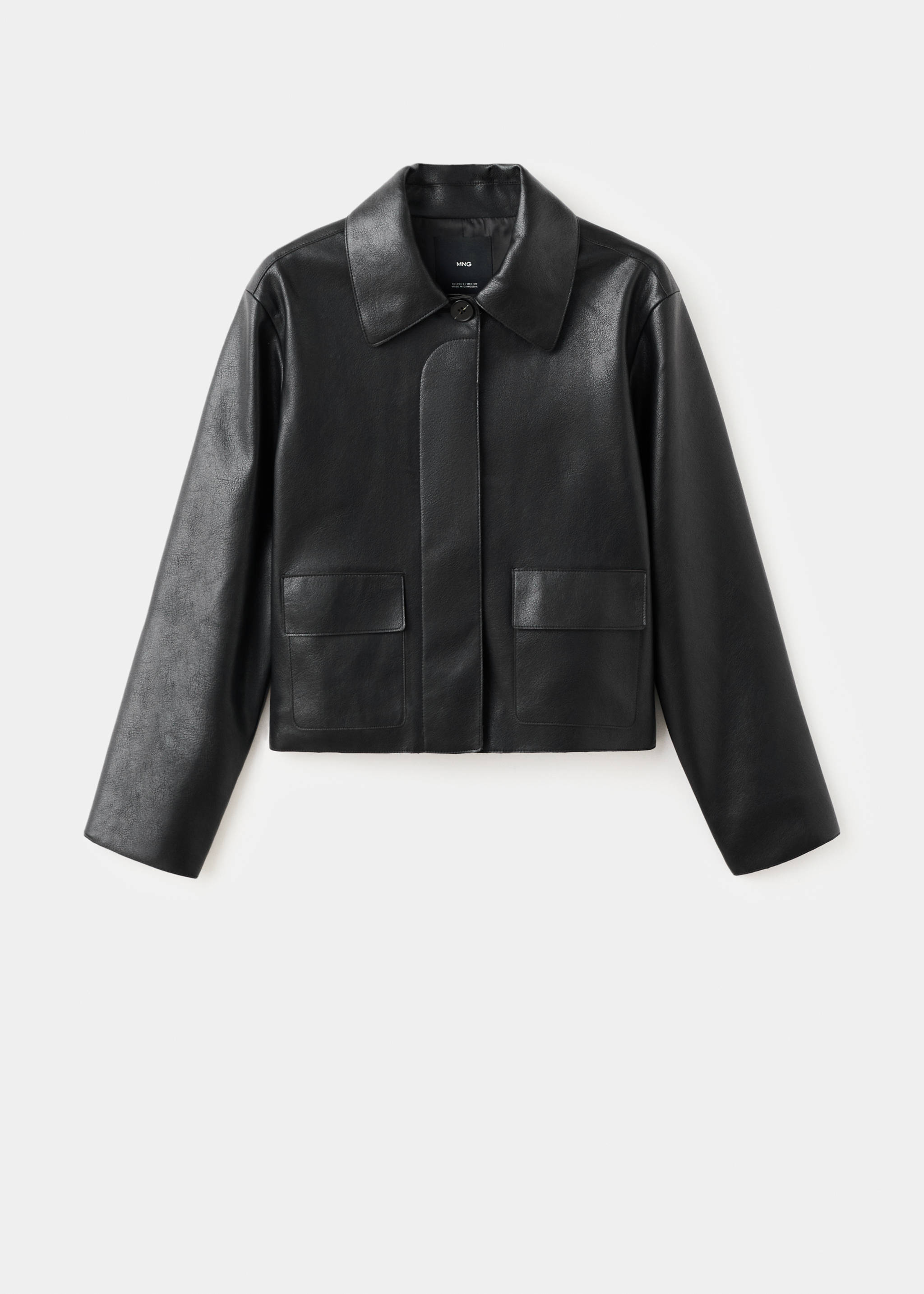 Faux-leather jacket with pockets - Article without model
