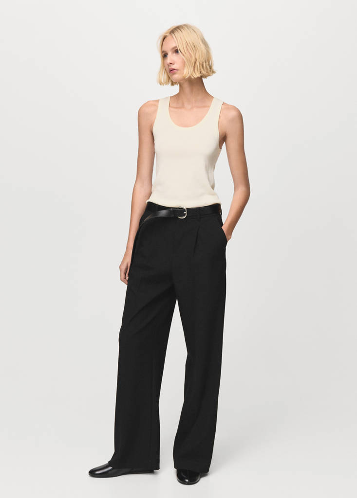 Wool-blend knitted top — Ecru