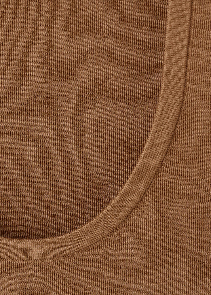 Wool-blend knitted top — Tobacco Brown