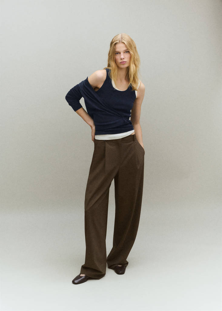 Wool-blend knitted top — Dark Navy