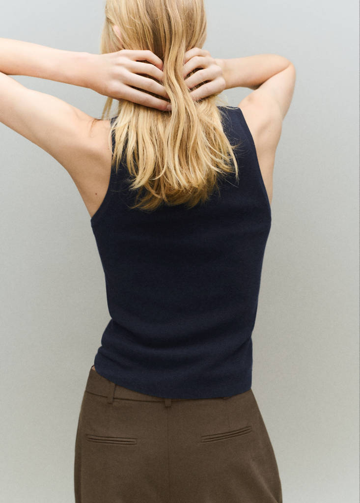 Wool-blend knitted top — Dark Navy