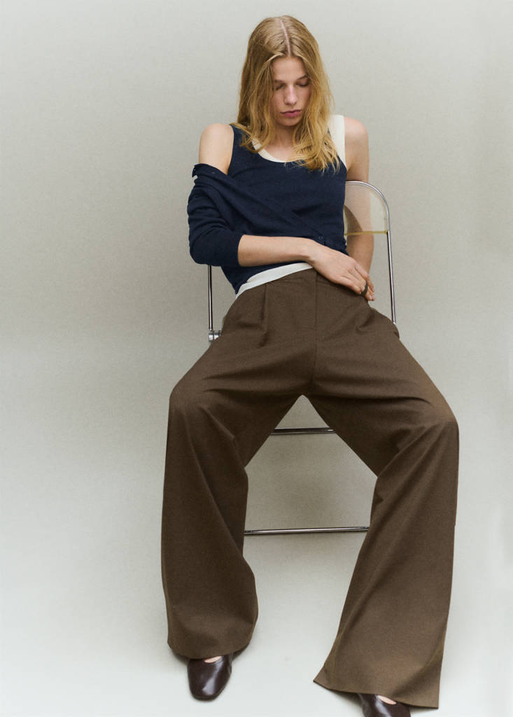 Wool-blend knitted top — Dark Navy