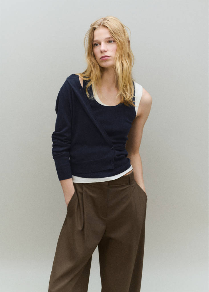 Wool-blend knitted top — Dark Navy
