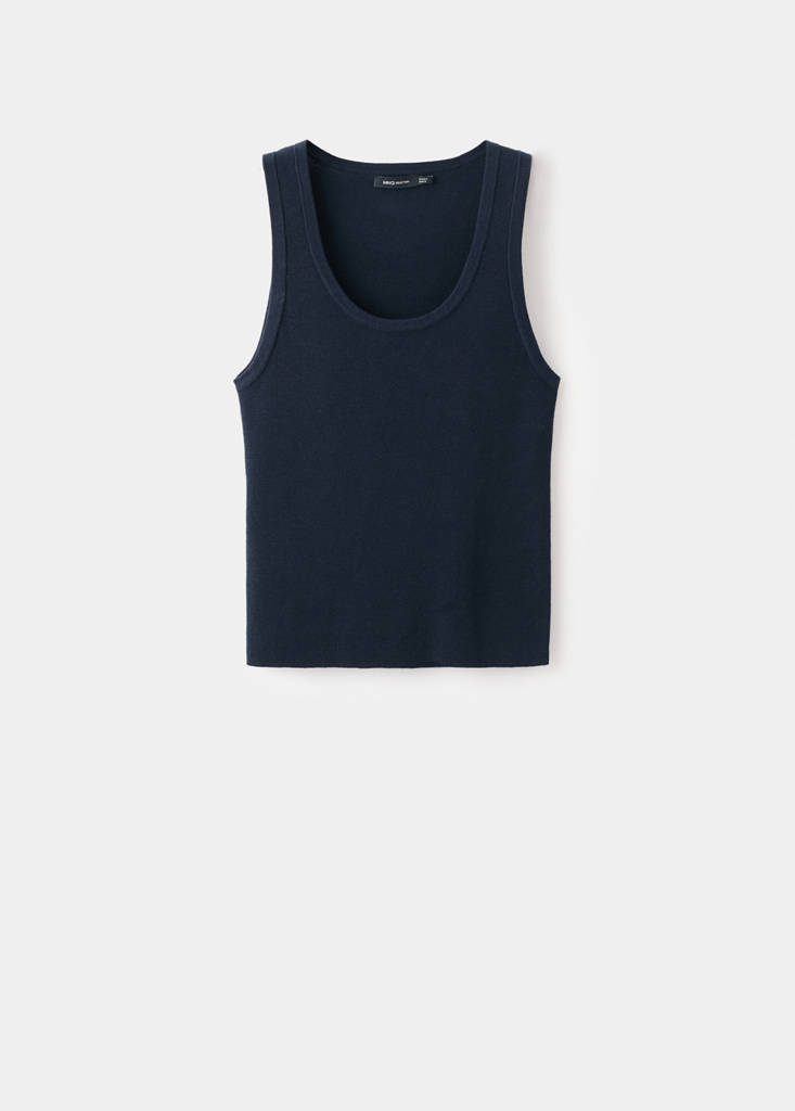 Wool-blend knitted top — Dark Navy