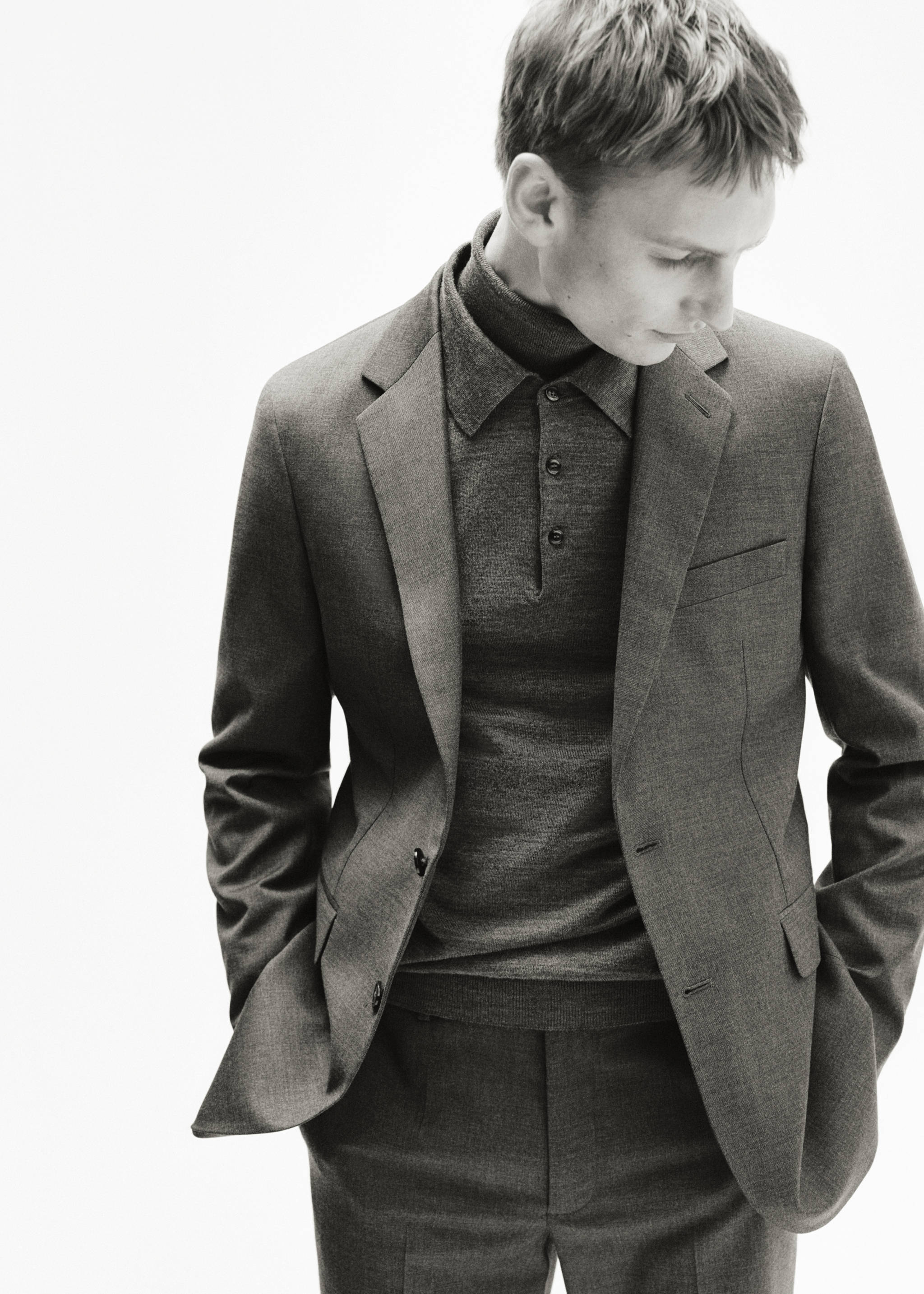 Jaket Milan setelan slim-fit - Rincian barang 5, Abu-abu. Ref: 27091192-00.