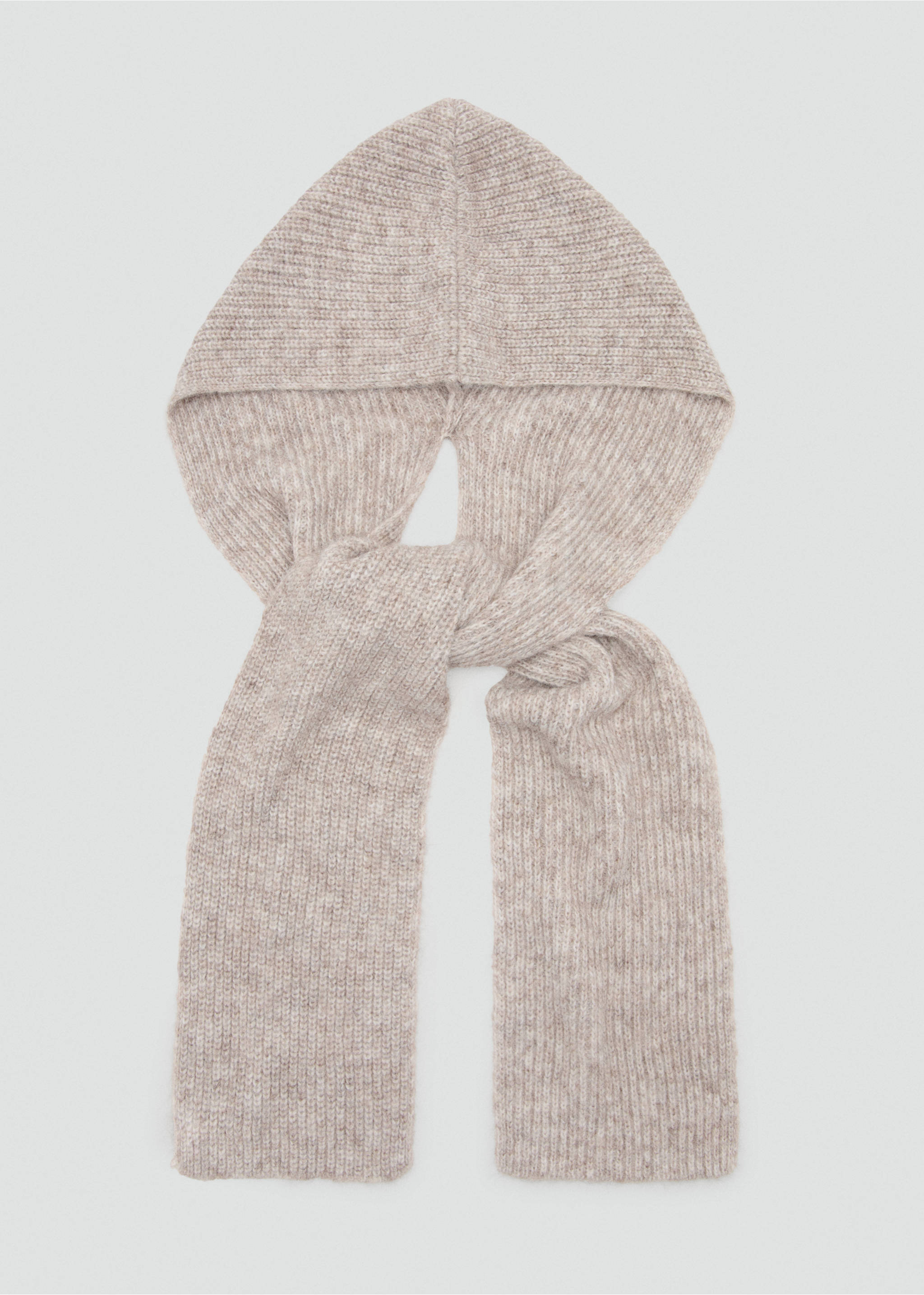 Combined-knit scarf - Details of the article 2, Medium Brown. Ref: 27091195-00.