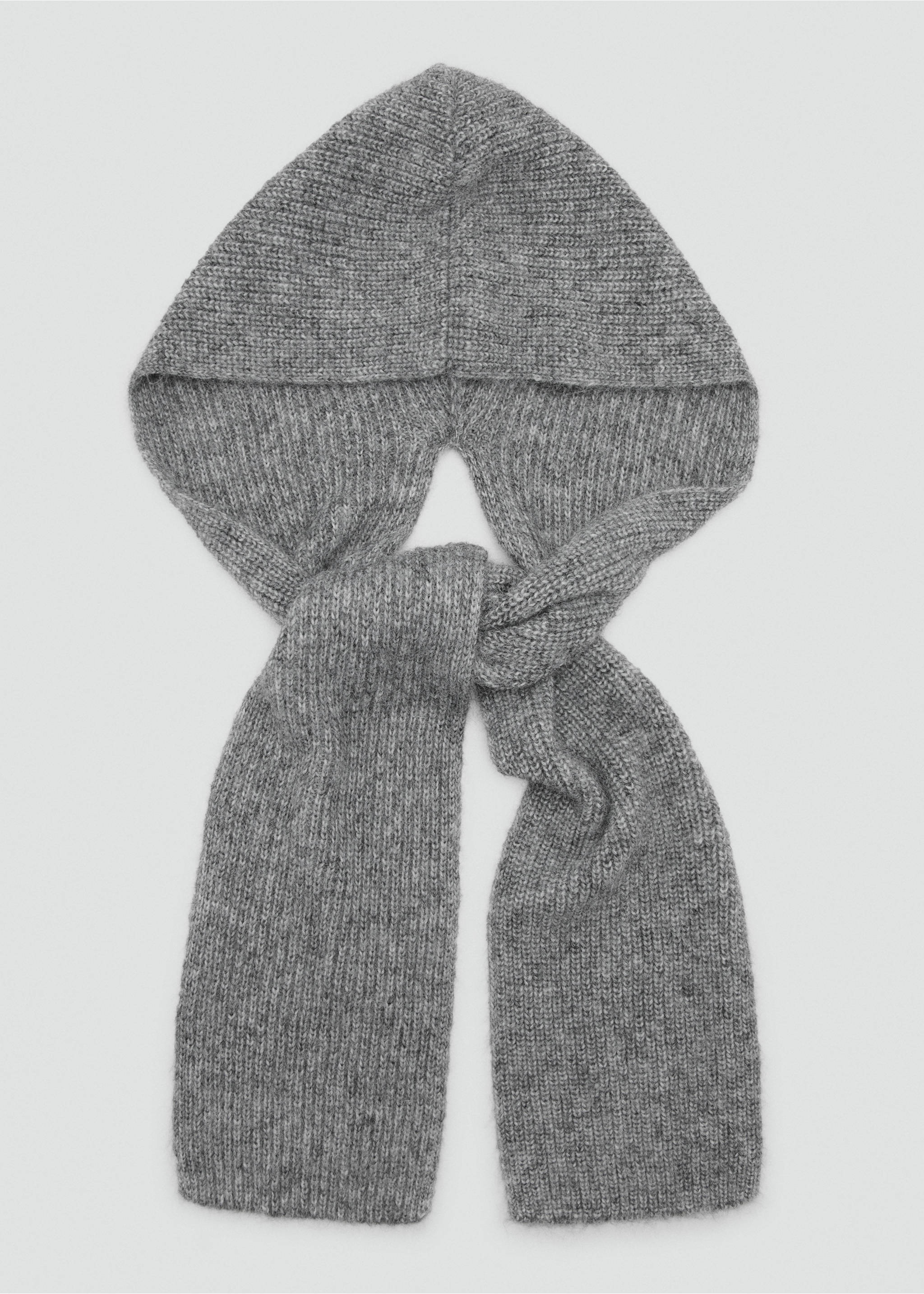 Combined-knit scarf - Details of the article 2, Medium Heather Grey. Ref: 27091195-00.
