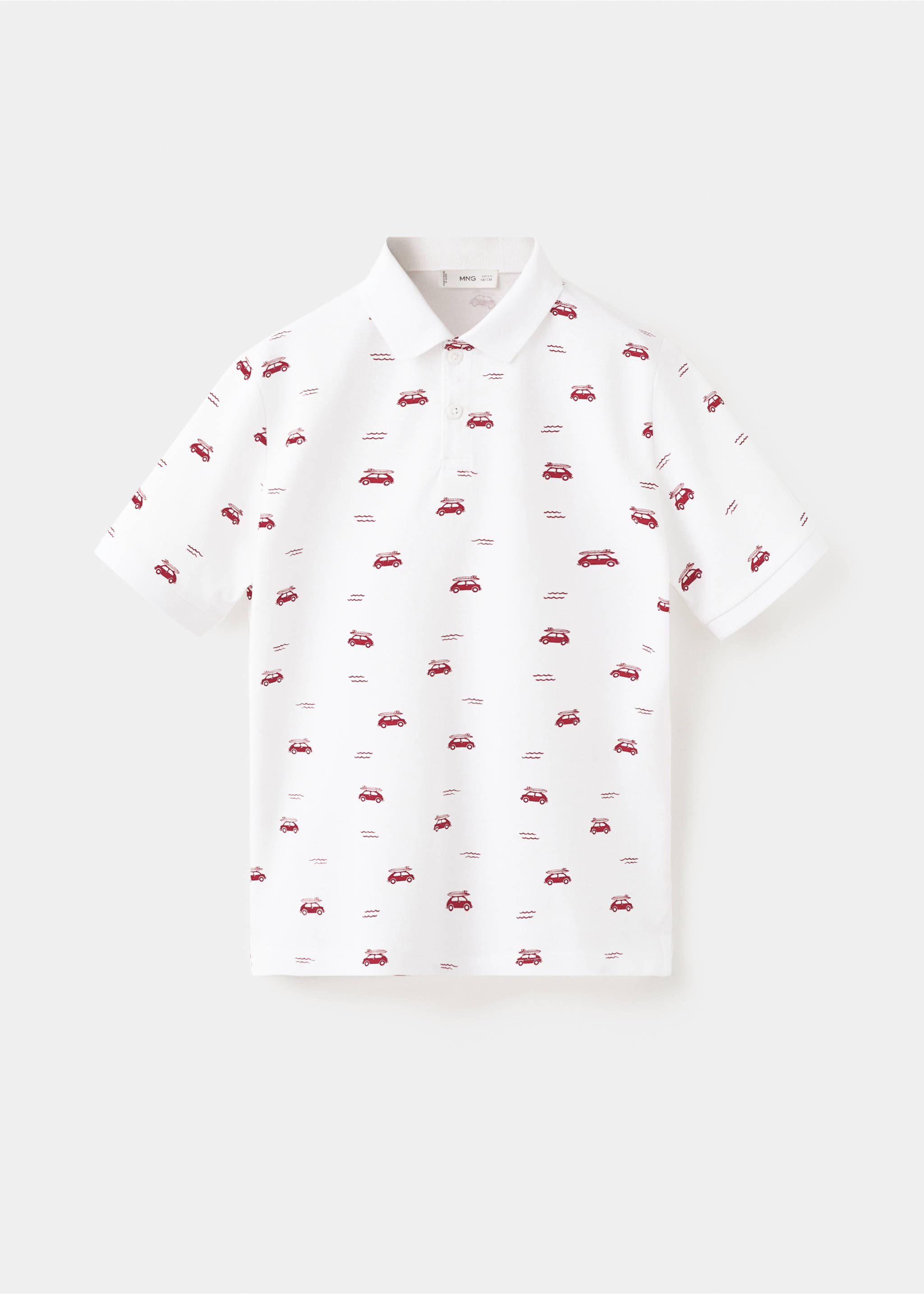 Printed cotton polo shirt - Article without model, White. Ref: 27091196-00.