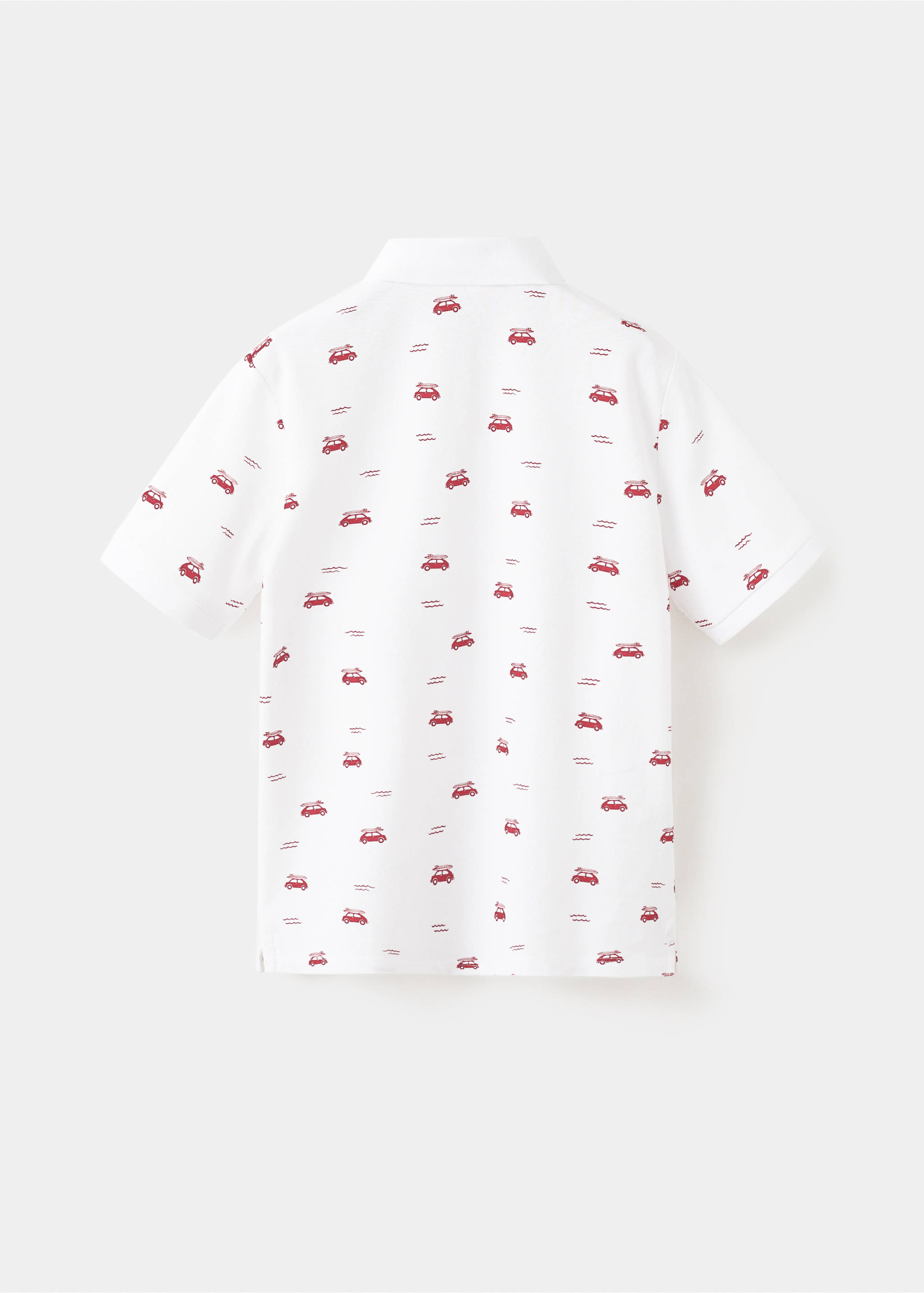 Printed cotton polo shirt - Reverse of the article, White. Ref: 27091196-00.