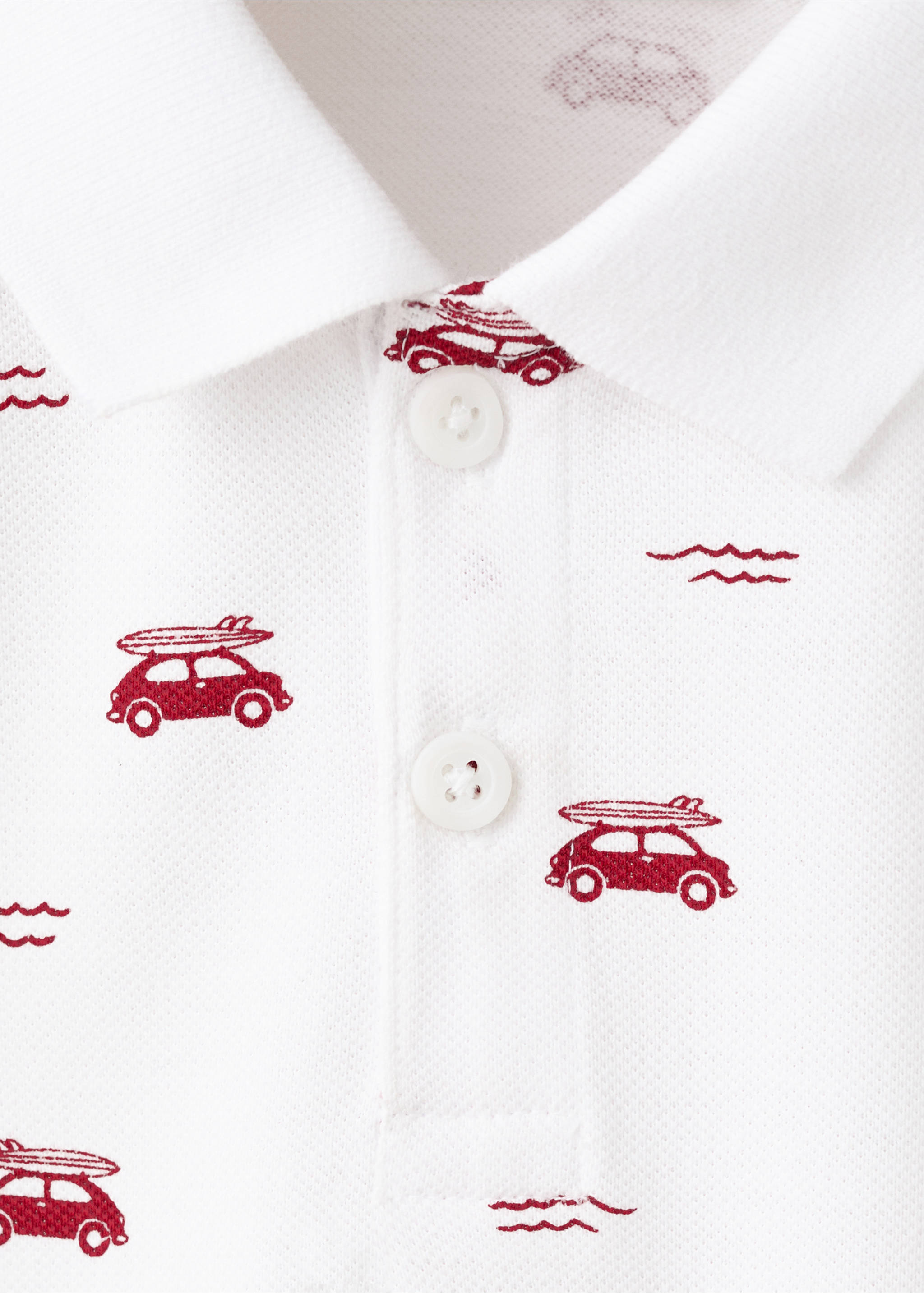 Printed cotton polo shirt - Details of the article 0, White. Ref: 27091196-00.