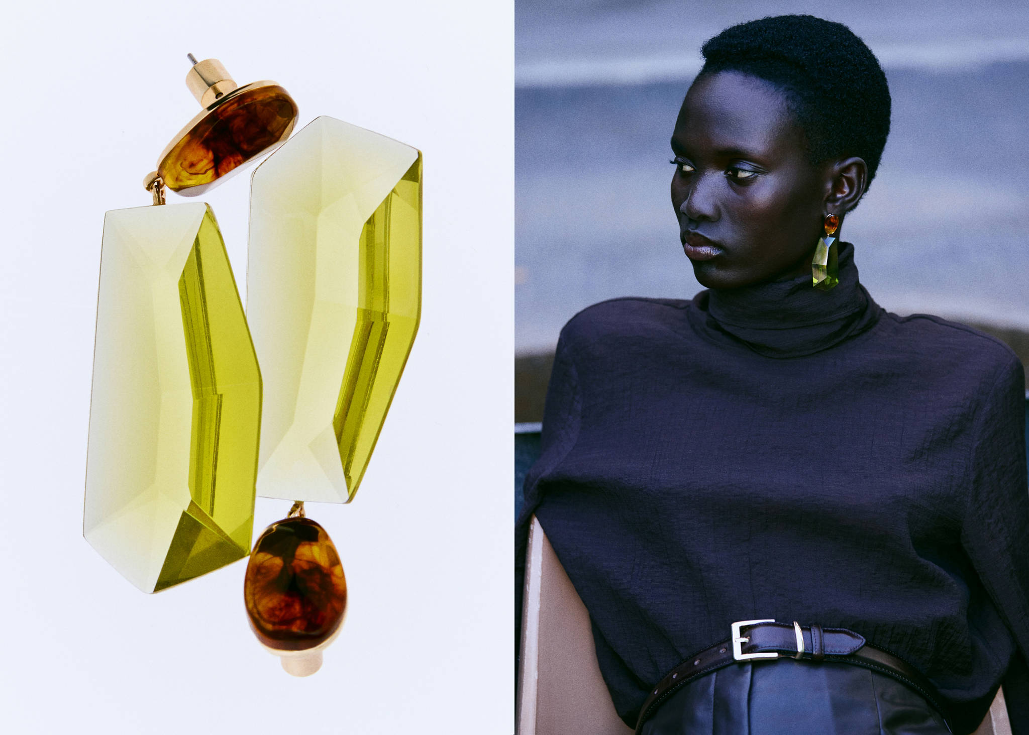 Mixed resin earrings - Panoramic plane