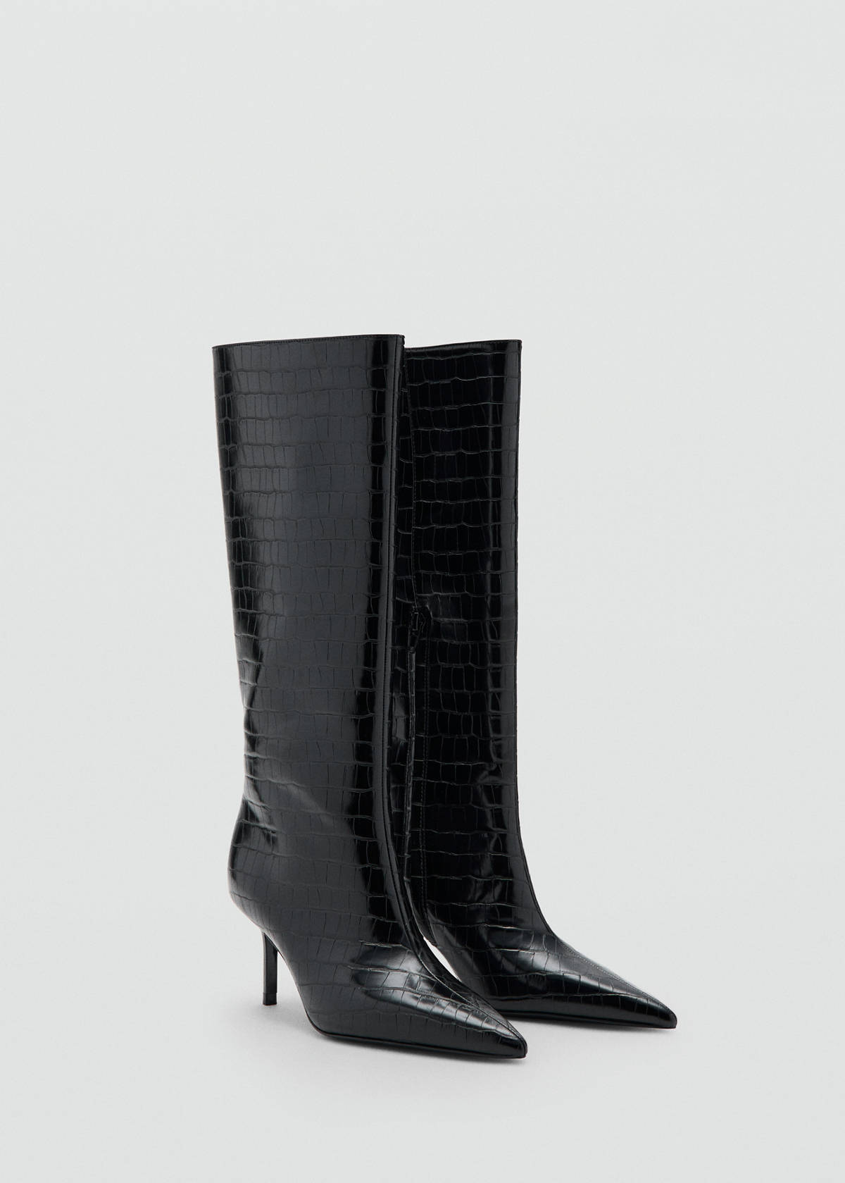 Croc-effect boots — Black