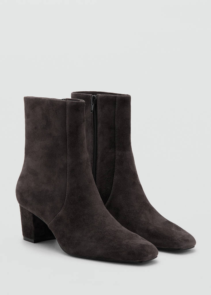 Suede ankle boots with block heel — Dark Heather Grey
