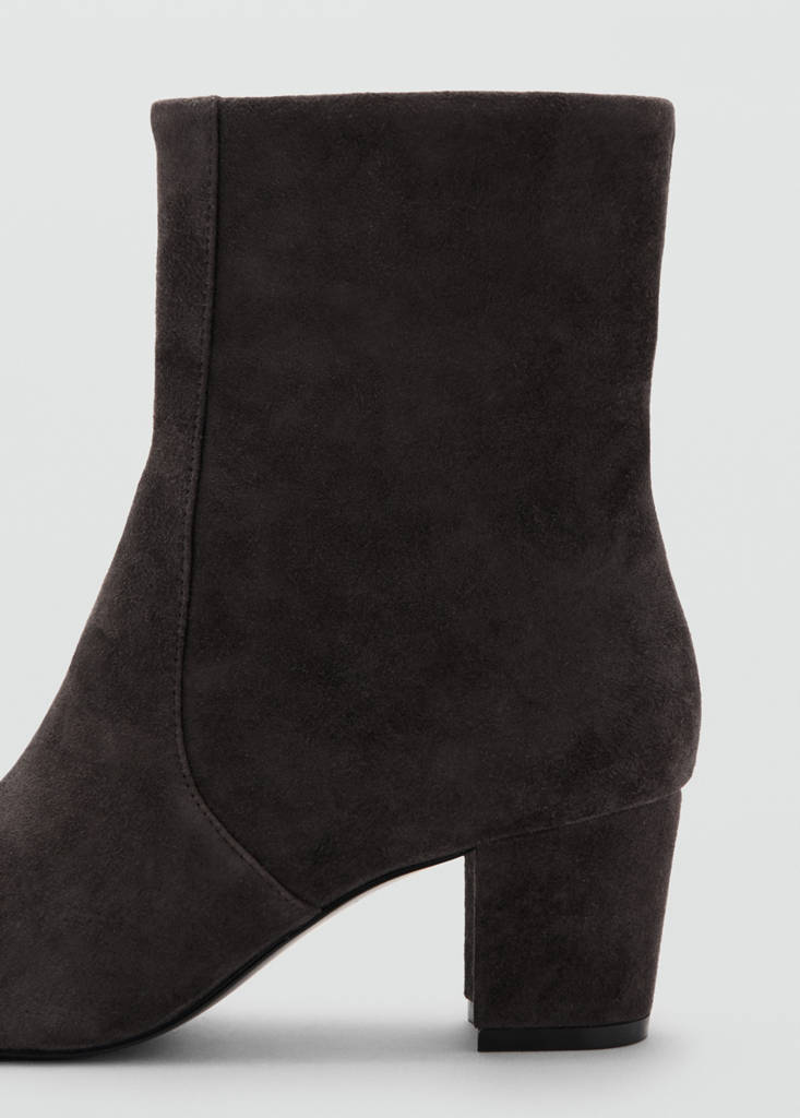 Suede ankle boots with block heel — Dark Heather Grey