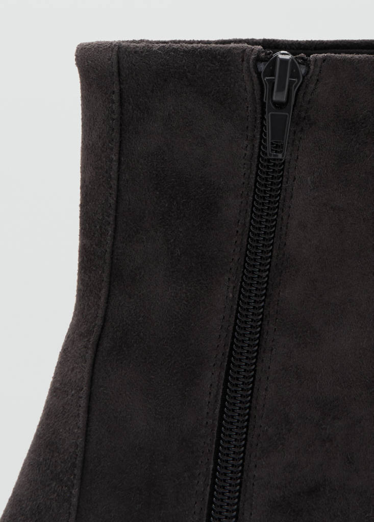 Suede ankle boots with block heel — Dark Heather Grey