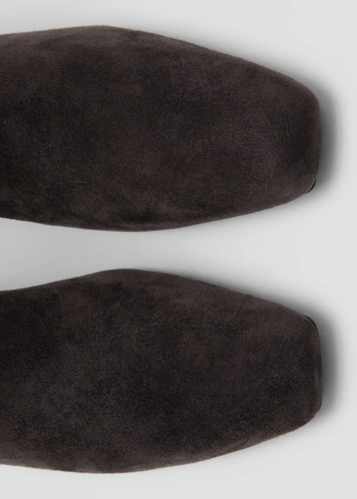 Suede ankle boots with block heel — Dark Heather Grey